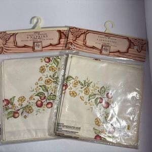 VTG Country Blossom Cloth Napkins Set 8 New Country‎ Floral Kitchen 17x17"